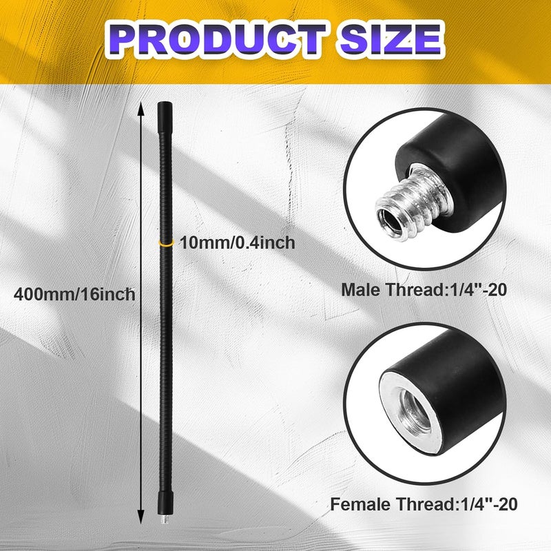 Opfiue 16" Gooseneck Tube Extension Holder,1/4"-20 Female to Male Thread Metal Universal Hose Flexible Arm for Phone Action Camera Microphone(2 PCS) - Image 3